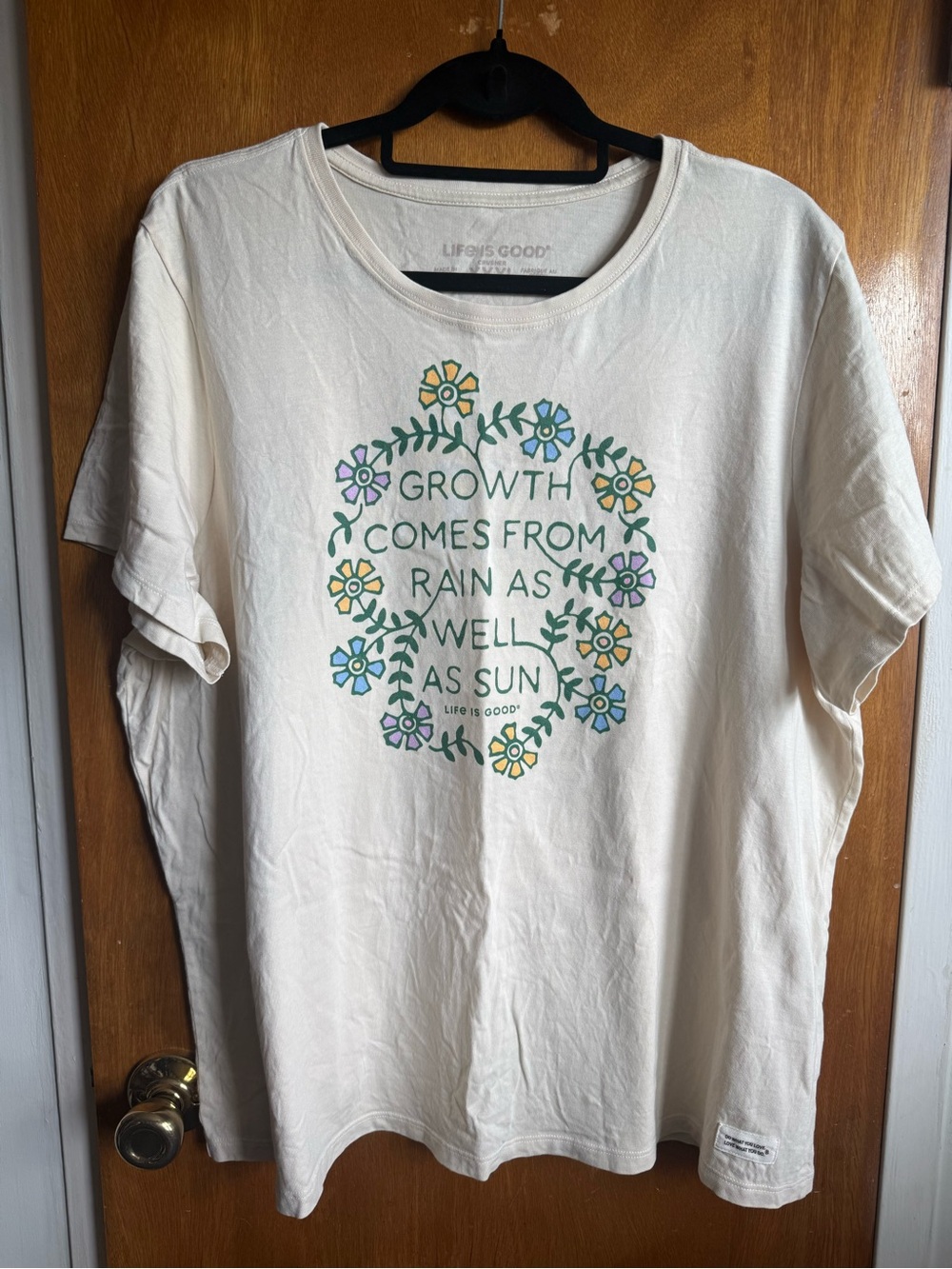 Life Is Good Cream Short-Sleeve Tee with Floral Growth Graphic